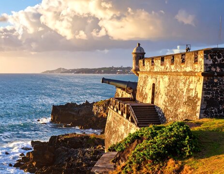 Coastal fortress at sunset