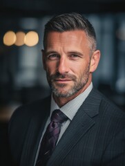 professional executive portrait featuring a confident business leader in a modern office setting with soft lighting and detailed focus high quality
