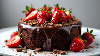 Chocolate Cake with Strawberries