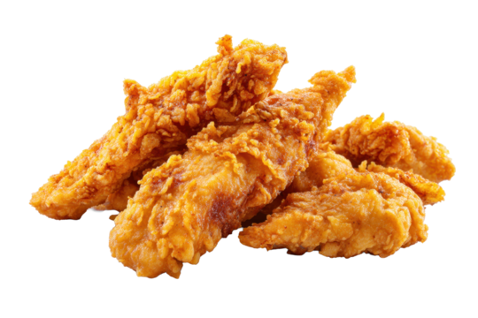 Crispy Fried Chicken Fingers on Transparent Background