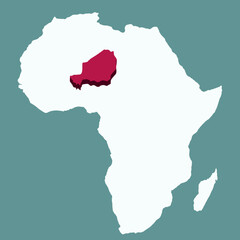 Niger Country highlighted 3D map on Africa continent map vector illustration
