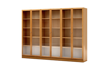 Wooden Glass-Door China Cabinet on Transparent Background