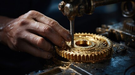 Golden gear being assembled