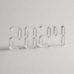 2024 Digital Display: A striking digital display of the year 2024 in a modern style, suggesting a new beginning with a sophisticated look.