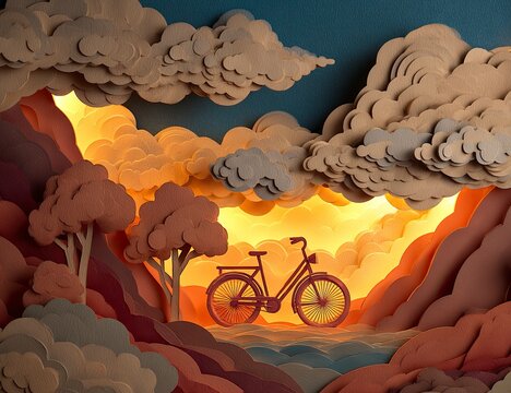 Neon Sunset Cycle A Neo-Victorian Papercut