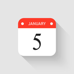 Vector icon page day calendar - 5 January month