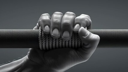 Strong grip hand textured bar, forearm wrist vein muscle detail monochrome strength endurance fitness training focus determination power - Powered by Adobe