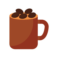 Flat Color Simple Mug Filled with Coffee Beans  