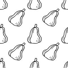 Halloween Doodle pumpkin pattern. Hand drawn vector illustration. Pumpkin outline coloring page kids book vector Illustration.
