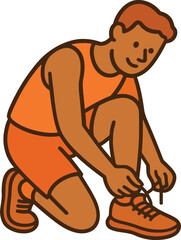 Man tying shoelaces before playing