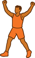 Athlete Celebrating Victory with Arms Raised