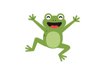 Fototapeta premium Happy Cartoon Frog with Arms Raised in Joyful Pose.