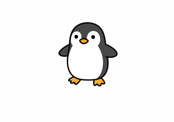 Fototapeta premium Cute Cartoon Penguin Illustration on White Background.