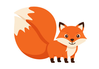 Obraz premium Adorable Cartoon Fox with Bushy Tail Illustration.