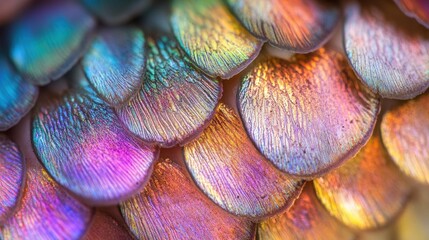 Iridescent Fish Scales: Macro View of Nature's Colorful Armor and Protective Layer
