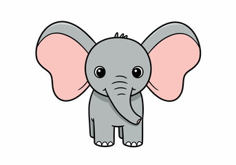 Naklejka premium Adorable Cartoon Elephant with Big Ears and Friendly Face.