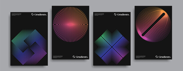 Minimal covers design set. Simple shapes with trendy gradients.  © plasteed