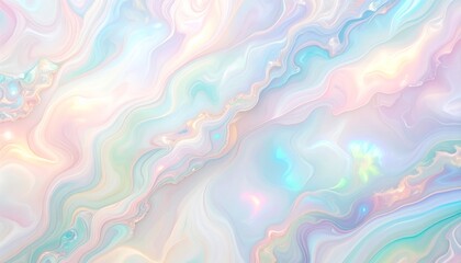 Dreamy iridescent pastel marble background with a soft, pearlescent and holographic sheen.