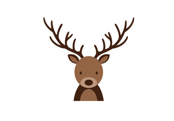 Fototapeta premium Cute Reindeer Illustration with Large Antlers for Holiday Designs.