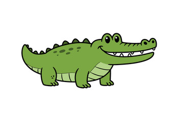 Cartoon Crocodile Illustration: Smiling Green Reptile.