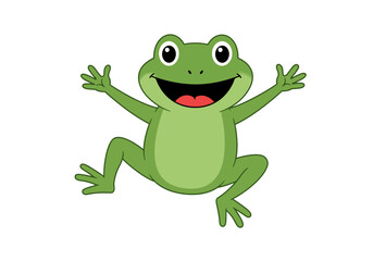 Fototapeta premium Cheerful Green Frog Illustration on White Background.