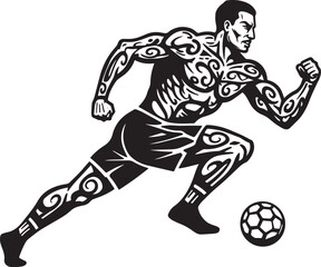 Fototapeta premium Dynamic vector illustration of a soccer player with tribal desig
