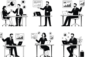 Business professionals discussing data, financial charts, office presentation, teamwork collaboration, corporate meeting, business analysis, strategy planning, 