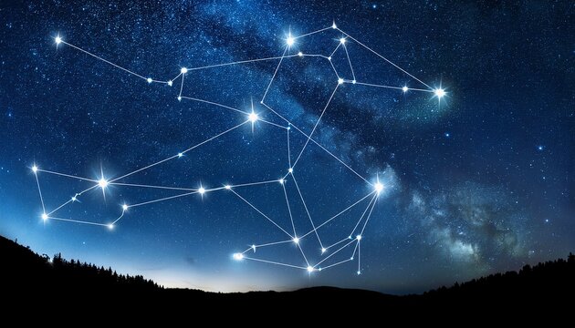 big dipper constellation ursa major the great bear with constellation lines starry night