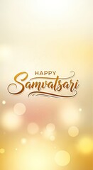 Naklejka premium Elegant Samvatsari celebration design with golden bokeh for holiday greeting card and poster