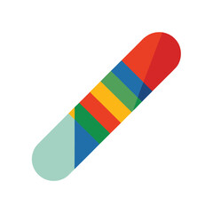 Flat Color Snowboard with Colorful Stripe Design  