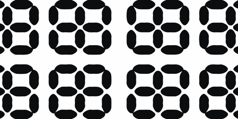Abstract geometric pattern of black digital display segments forming a repeating grid on a white background