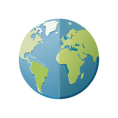 Fototapeta premium Geometric Earth Illustration, Featuring Continents with Vibrant Colors, Isolated on White.