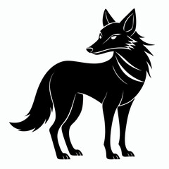 Dhole Silhouette Vector – Minimal Wildlife Illustration on White Background