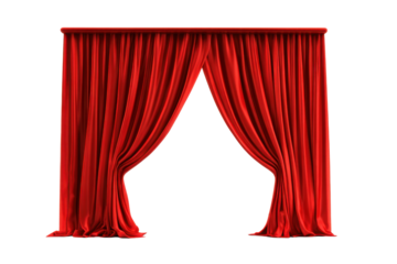 Red Theatre Curtains on Transparent Background