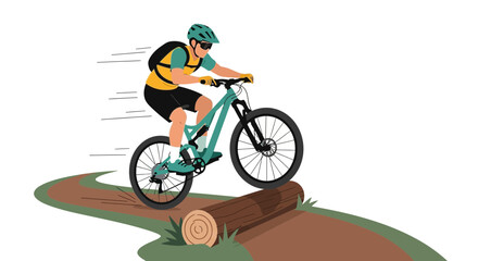 Fototapeta premium Cyclist Navigating Challenging Terrain, Performing a Stunt, Showcasing Bicycle Skills