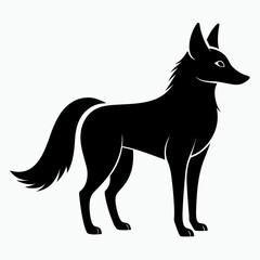 Wild Dhole Black Silhouette Vector Illustration – Simple White Background Design