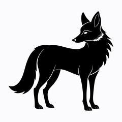 Wild Dhole Black Silhouette Vector Illustration – Simple White Background Design