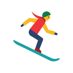Fototapeta premium Flat Color Snowboarder Sliding Down Rail 