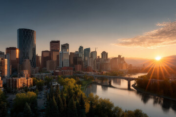 Naklejka premium experience breathtaking beauty of summer landscapes and nature across diverse cities in canada emphasizing