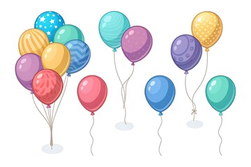 Colorful bunch of floating balloons for celebrations