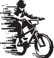 Fototapeta premium Dynamic Black and White Illustration of a BMX Rider in Motion and Extreme Speed