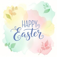 Colorful Easter greeting with floral watercolor background - ideal for holiday cards and spring celebrations