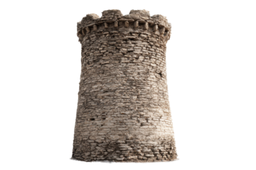 Medieval Stone Fortified Tower on Transparent Background