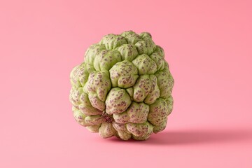 Obraz premium Isolated Custard Apple Fruit on Pink Background, Studio Shot, Fresh Produce, Healthy Eating.