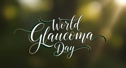 World glaucoma day celebration design with elegant scripted text on blurred green background for awareness campaign and educational material