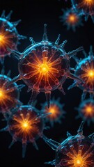 Luminous Biological Stem Cell Cluster with Translucent Cellular Nuclei Glow