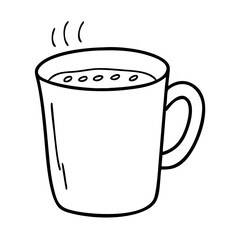 Vector art of hand drawn mug with hot drink, perfect for a cozy morning or a relaxing break with a warm beverage