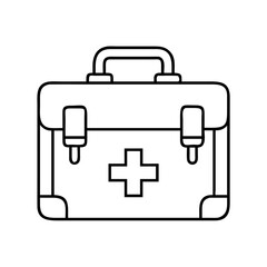 Vector art of first aid kit is a medical bag with cross symbol for emergency treatment and healthcare assistance in case of accident