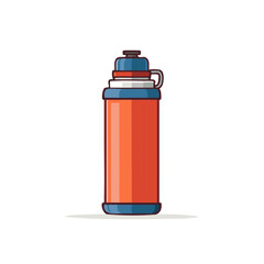 Obraz premium Modern orange and blue reusable water bottle with a secure cap for hydration and outdoor activities