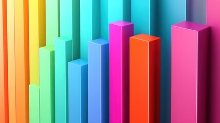 Vibrant colorful 3D render of ascending rectangular prisms creating visual depth and impact
